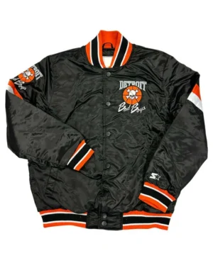 Home Game Detroit Bad Boys Black Satin Jacket