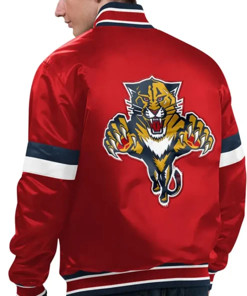 Home Game Florida Panthers Red Satin Jacket Back