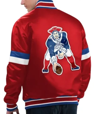 Home Game New England Patriots Red Satin Jacket Back