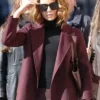 Kate Beckinsale Canary Black 2024 Maroon Coat