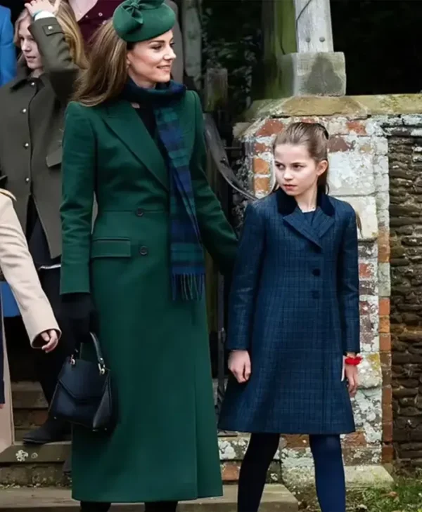 Kate Middleton Christmas Morning Service Green Coat