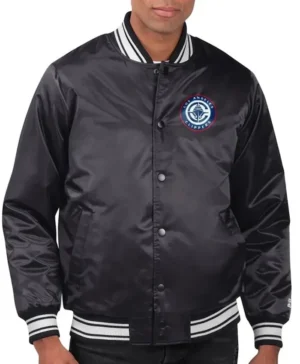 LA Clippers Printed Team Varsity Black Satin Jacket