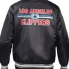 LA Clippers Printed Team Varsity Black Satin Jacket Back