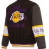 LA Lakers Black and Charcoal Wool Varsity Jacket Back