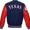 MLB Texas Rangers Red and Blue Varsity Jacket Back