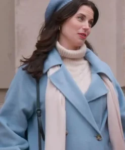 Meghan Ory Believe In Christmas 2024 Blue Wool Coat