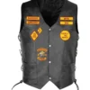 Men Bandidos Black Leather Vest
