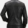 Men Black With Spiked Studded On Shoulder Jacket