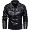 Men Motorcycle Windbreaker Slimfit Black Leather Jacket