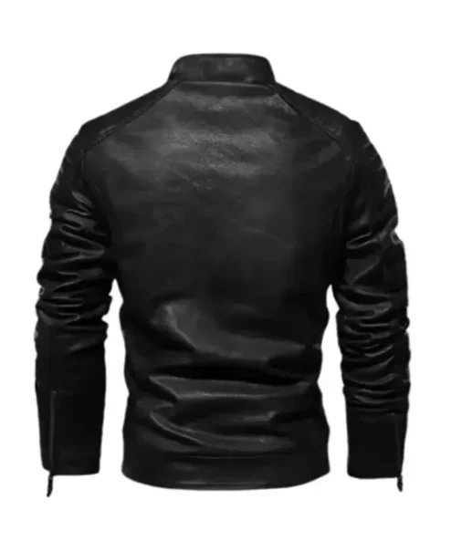Men Motorcycle Windbreaker Slimfit Leather Jacket