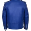 Men’s Classic Motorcycle Blue Studded Leather Jacket
