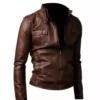 Men’s Slimfit Brown Strap Pocket Jacket