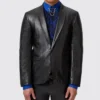 Men's Trinity Faux Leather Snakeskin Black Suit
