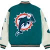Miami Dolphins Sunshine State Aqua Letterman Jacket Back