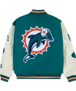 Miami Dolphins Sunshine State Aqua Letterman Jacket Back