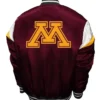 Minnesota Golden Gophers Power Maroon Satin Varsity Jacket Back