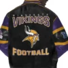 Minnesota Vikings G-III Leather Varsity Jacket Back