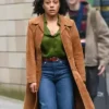 Missing You S01 DI Kat Donovan Leather Brown Coat