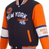 NY Knicks Navy and Orange Varsity Wool Jacket