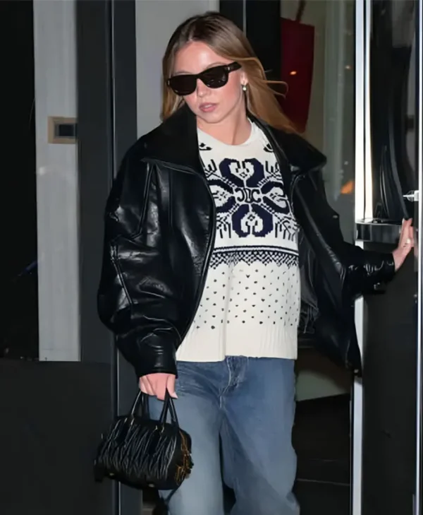 NYC Sydney Sweeney Black Leather Jacket