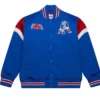 New England Patriots Cooperstown Full-Snap Blue Satin Varsity Jacket
