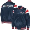 New England Patriots Full-Snap Navy Satin Varsity Jacket