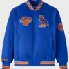 OVO NY Knicks Blue Satin Varsity Jacket