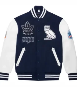 OVO x Toronto Maple Leafs Varsity Jacket Blue
