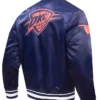 Oklahoma City Thunder City Edition Navy Satin Varsity Jacket Back