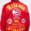 Old English Atlanta Hawks Classic Rib Red Satin Jacket Back