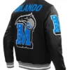 Orlando Magic Mashup Black Wool and Leather Varsity Jacket For Sale