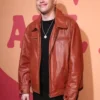 Pete Davidson Leather Brown Zipper Jacket
