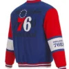 Philadelphia 76ers Royal and Red Wool Varsity Jacket Back