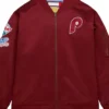 Philadelphia Phillies Vintage Maroon Satin Bomber Jacket