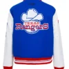 Retro Classic Rib Texas Rangers Blue Varsity Jacket Back