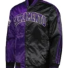 Sacramento Kings Fast Break PurpleBlack Satin Varsity Jacket