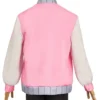 Sakamoto Days Lu Xiaotang Pink and White Varsity Jacket For Sale