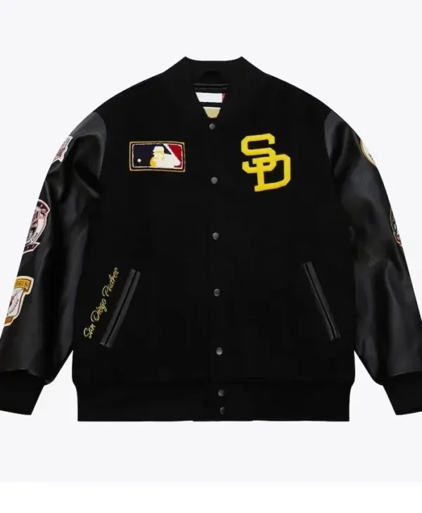 San Diego Padres Black Out Vintage Logo Varsity Jacket