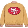 San Francisco 49ers Red and White Rib Bomber Gold Jacket Back