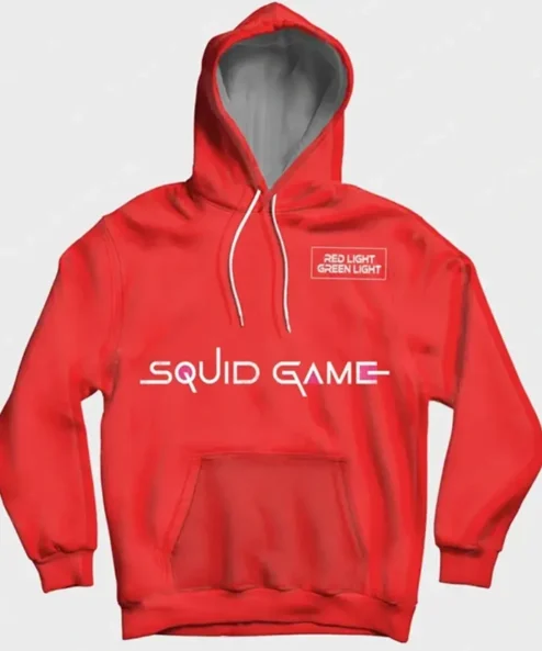 Squid Game Doll Red Light Green Light Red Pullover Hoodie