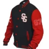 Stegaro Black And Red Letterman Jacket
