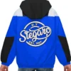 Stegaro Blue And Black Hooded Jacket For Sale