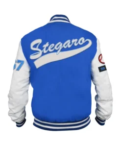 Stegaro Blue And White Letterman Varsity Jacket For Sale