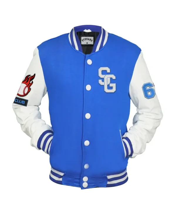 Stegaro Blue And White Varsity Jacket