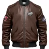Stegaro Brown Vintage Bomber Leather Jacket