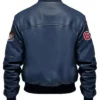 Stegaro Navy Blue Bomber Leather Jacket For Men And Women