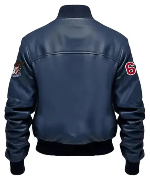 Stegaro Navy Blue Bomber Leather Jacket For Men And Women