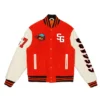 Stegaro Red And Beige Letterman Varsity Jacket