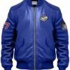 Stegaro Royal Blue Vintage Bomber Leather Jacket