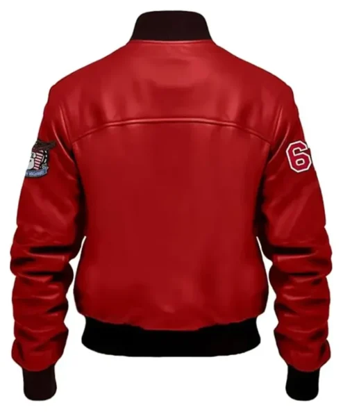 Alternative view of Stegaro Red Vintage Bomber Leather Jacket